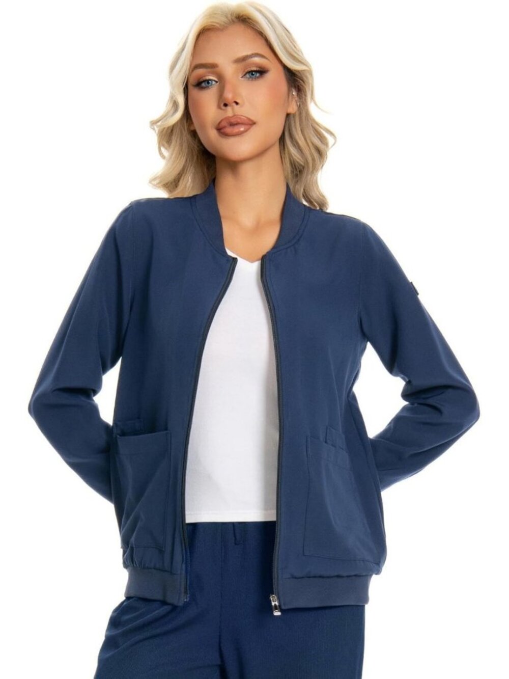 Stylish Zip Front Scrub Jacket for Women | Four Pocket Medical Workwear